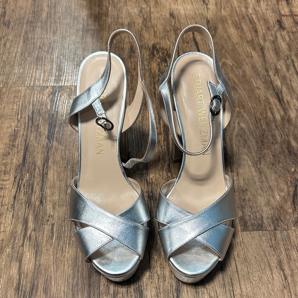 Stuart Weitzman Metallic Silver Heels